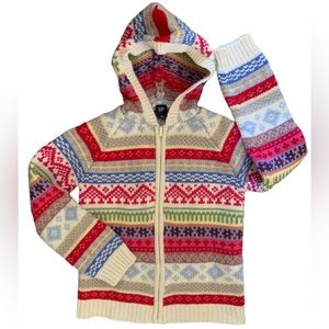 GAP age 14 (XXL) kids lambs wool multicolored zip cardigan girls